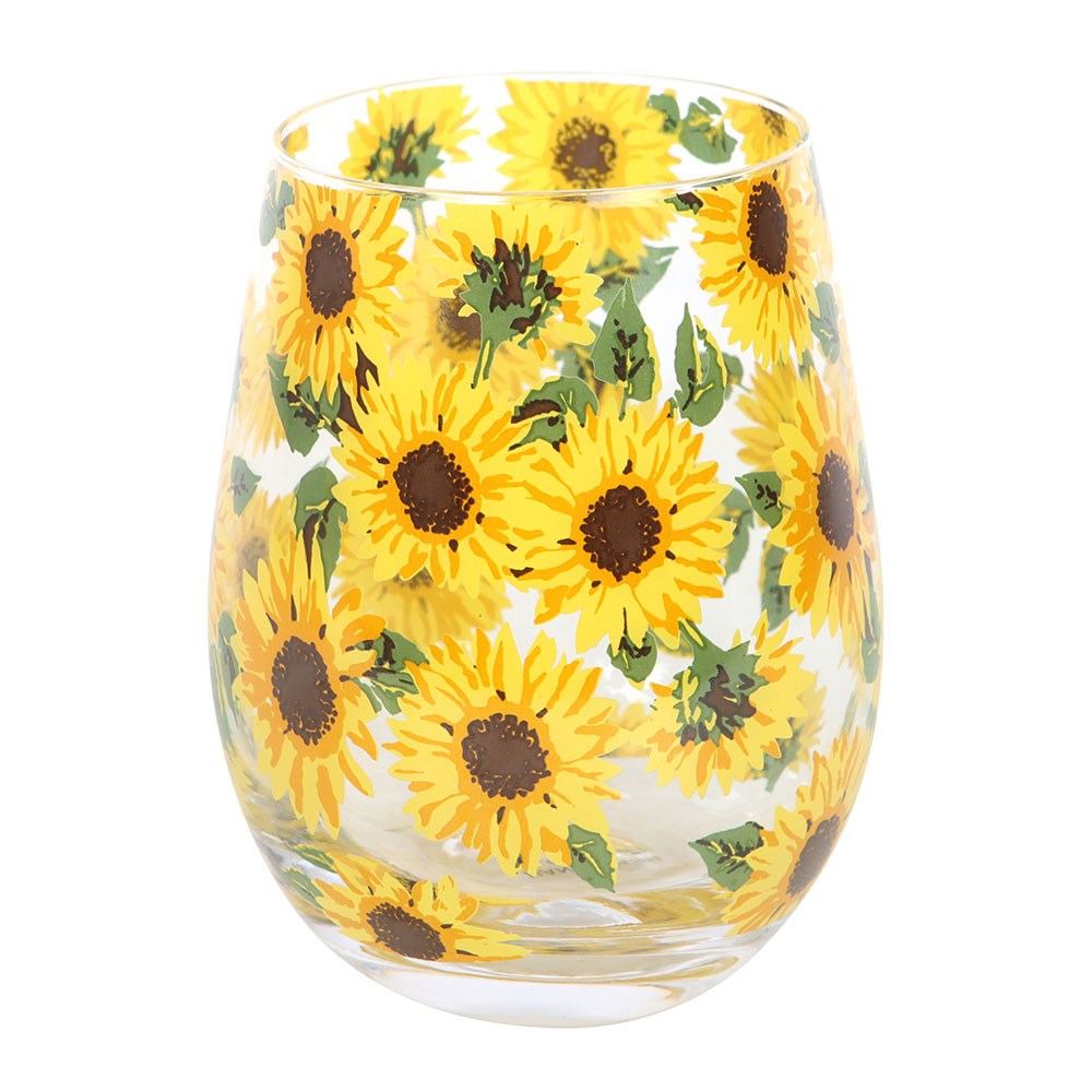 Something Different - Sunflower Print Stemless Glass Glas - Multicolours